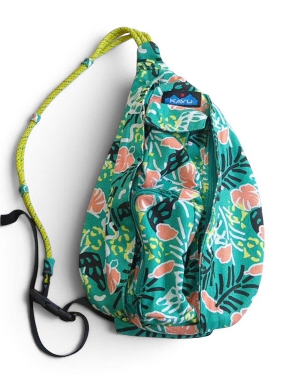 Kavu, green floral rope sling bag